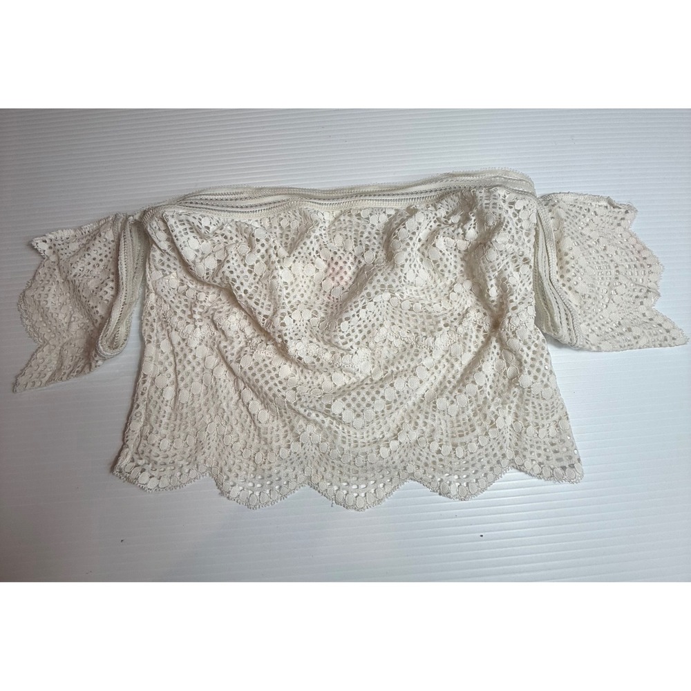 Victoria's Secret Off Shoulder Lace Top Cream Crochet Blouse Medium M